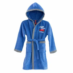 Peignoir de bain enfant à capuche voiture éponge coton - 340 g/m²
