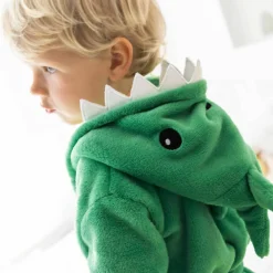 Peignoir de bain enfant dinosaure à capuche microfibre toute douce