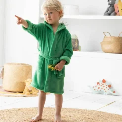 Peignoir de bain enfant dinosaure à capuche microfibre toute douce