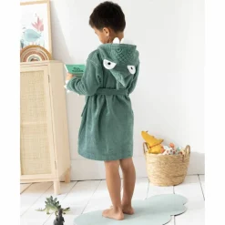 Peignoir de bain enfant Dinosaure personnalisé à capuche - éponge 340g/m²