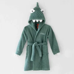 Peignoir de bain enfant Dinosaure personnalisé à capuche - éponge 340g/m²