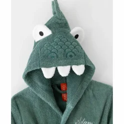 Peignoir de bain enfant Dinosaure personnalisé à capuche - éponge 340g/m²