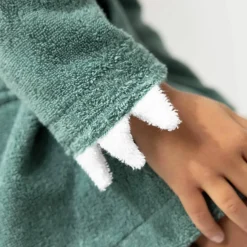 Peignoir de bain enfant Dinosaure personnalisé à capuche - éponge 340g/m²