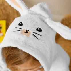 Peignoir de bain enfant lapin à capuche éponge coton - 340 g/m²
