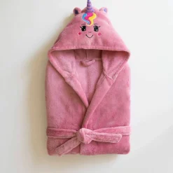Peignoir de bain enfant licorne à capuche microfibre toute douce