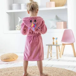 Peignoir de bain enfant licorne à capuche microfibre toute douce