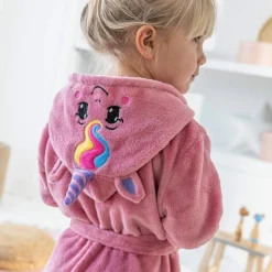 Peignoir de bain enfant licorne à capuche microfibre toute douce