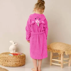 Peignoir de bain enfant licorne à capuche éponge coton - 340 g/m²