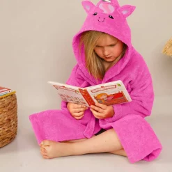 Peignoir de bain enfant licorne à capuche éponge coton - 340 g/m²