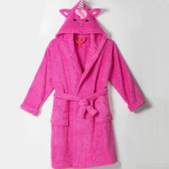 Peignoir de bain enfant licorne à capuche éponge coton - 340 g/m²