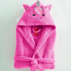 Peignoir de bain enfant licorne à capuche éponge coton - 340 g/m²