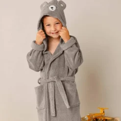 Peignoir de bain enfant ourson à capuche éponge coton - 340 g/m²