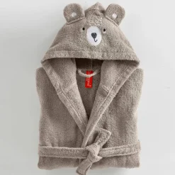Peignoir de bain enfant ourson à capuche éponge coton - 340 g/m²