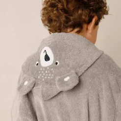 Peignoir de bain enfant ourson à capuche éponge coton - 340 g/m²