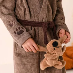 Peignoir de bain enfant personnalisable chien à capuche, éponge coton - 340 g/m²