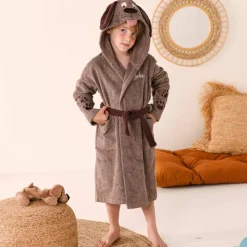 Peignoir de bain enfant personnalisable chien à capuche, éponge coton - 340 g/m²