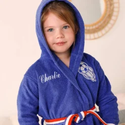 Peignoir de bain enfant personnalisable foot à capuche, éponge coton - 340 g/m²