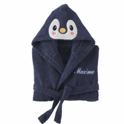Peignoir de bain enfant personnalisable Pingouin, à capuche