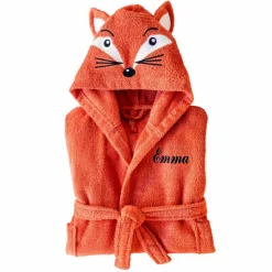 Peignoir de bain enfant personnalisable renard à capuche, éponge coton - 340 g/m²