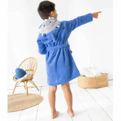 Peignoir de bain enfant requin éponge coton - 340g/m²