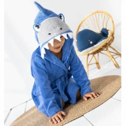 Peignoir de bain enfant requin éponge coton - 340g/m²