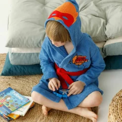 Peignoir de bain enfant super-héros à capuche éponge coton - 340g/m²