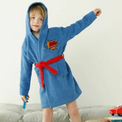 Peignoir de bain enfant super-héros à capuche éponge coton - 340g/m²