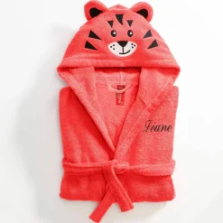 Peignoir de bain enfant Tigre personnalisé à capuche - éponge 340g/m²