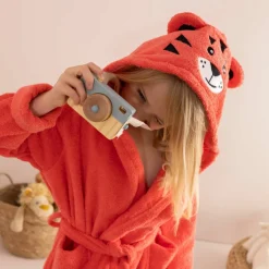 Peignoir de bain enfant Tigre personnalisé à capuche - éponge 340g/m²