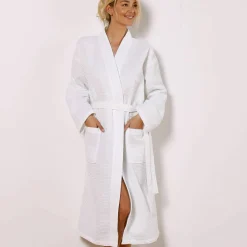 Peignoir de bain mixte adulte - coton nid d'abeille 230 g/m²