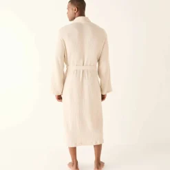 Peignoir de bain mixte col châle - triple gaze de coton