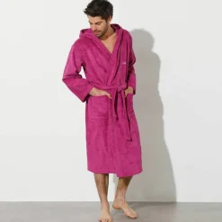 Peignoir mixte adulte col capuche éponge bouclette