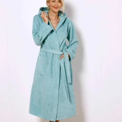 Peignoir mixte adulte col capuche éponge bouclette