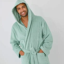 Peignoir mixte adulte col capuche - éponge bouclette 380 g/m²