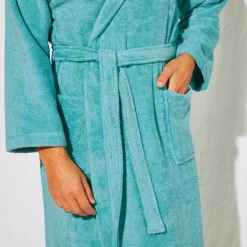 Peignoir mixte adulte col capuche - éponge bouclette 380 g/m²