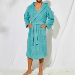 Peignoir mixte adulte col capuche - éponge bouclette 380 g/m²