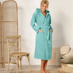 Peignoir mixte adulte col capuche - éponge bouclette 380 g/m²
