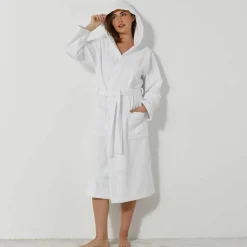 Peignoir mixte adulte col capuche - éponge bouclette 380 g/m²