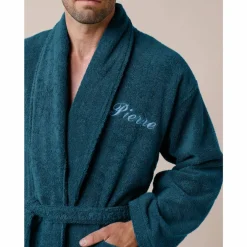 Peignoir mixte adulte col châle personnalisé - éponge bouclette 380 g/m²