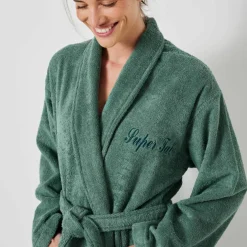 Peignoir mixte adulte col châle personnalisé - éponge bouclette 380 g/m²