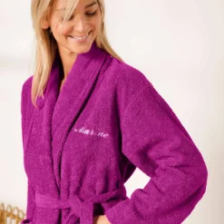 Peignoir mixte adulte col châle personnalisé - éponge bouclette 380 g/m²