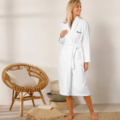 Peignoir mixte adulte col châle personnalisé - éponge bouclette 380 g/m²