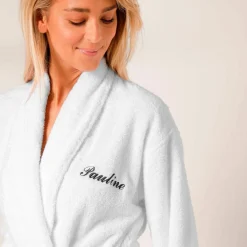 Peignoir mixte adulte col châle personnalisé - éponge bouclette 380 g/m²