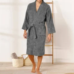 Peignoir mixte adulte col kimono - éponge bouclette 380 g/m²