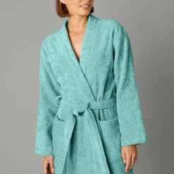 Peignoir mixte adulte col kimono - éponge bouclette 380 g/m²