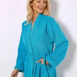 Peignoir mixte adulte col kimono - éponge bouclette 380 g/m²