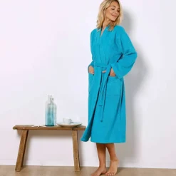 Peignoir mixte adulte col kimono - éponge bouclette 380 g/m²