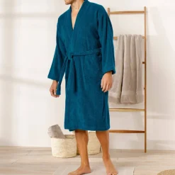 Peignoir mixte adulte col kimono - éponge bouclette 380 g/m²