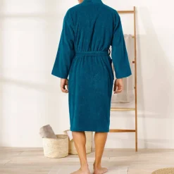 Peignoir mixte adulte col kimono - éponge bouclette 380 g/m²