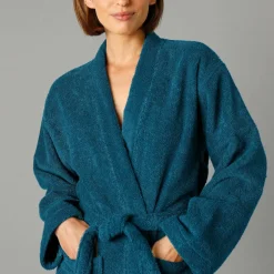Peignoir mixte adulte col kimono - éponge bouclette 380 g/m²